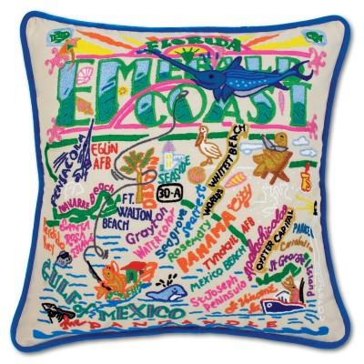 Emerald Coast Embroidered CatStudio Pillow