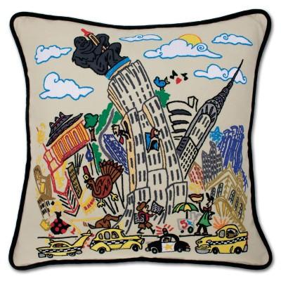 Empire State Hand Embroidered CatStudio Pillow