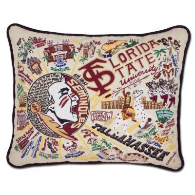 Florida State University Hand Embroidered CatStudio Pillow