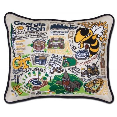 Georgia Tech Hand Embroidered CatStudio Pillow