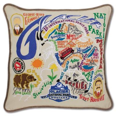 Glacier Park Hand Embroidered CatStudio Pillow
