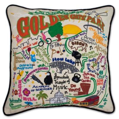 Golden Gate Park Hand Embroidered CatStudio Pillow