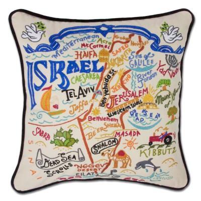 Israel Hand Embroidered CatStudio Pillow