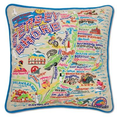Jersey Shore Hand Embroidered CatStudio Pillow