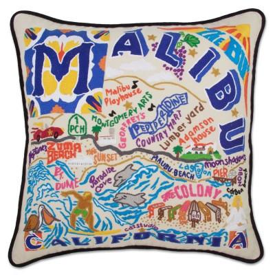 Malibu Hand Embroidered CatStudio Pillow