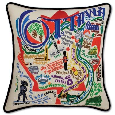 Ottawa Hand Embroidered CatStudio Pillow