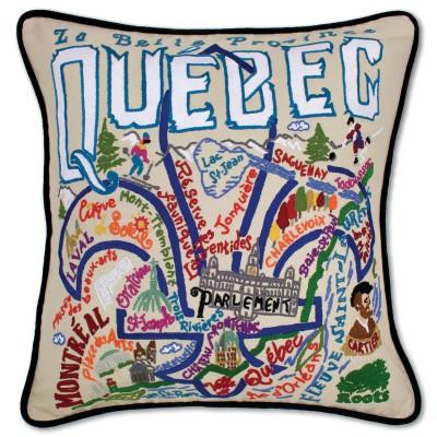 Quebec Hand Embroidered CatStudio Pillow