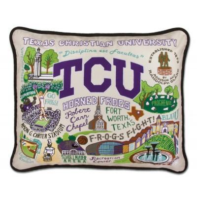 TCU Hand Embroidered CatStudio Pillow