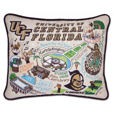 Central Florida University Hand Embroidered CatStudio Pillow