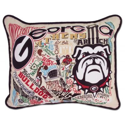 Georgia University Hand Embroidered CatStudio Pillow