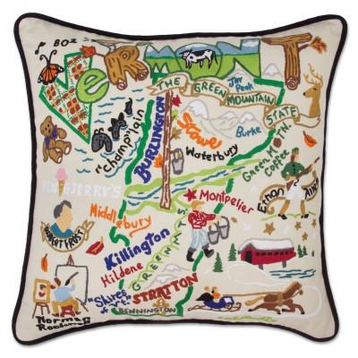 Vermont Hand Embroidered CatStudio Pillow
