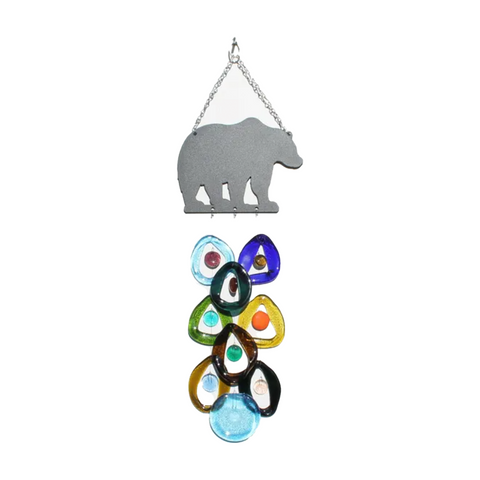 Bottle Benders Recycled Glass Chime - Metal Bear