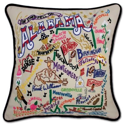 Alabama Hand Embroidered CatStudio Pillow