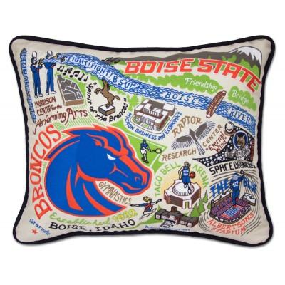 Boise State Hand Embroidered CatStudio Pillow