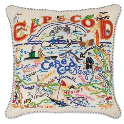 Cape Cod Hand Embroidered CatStudio Pillow