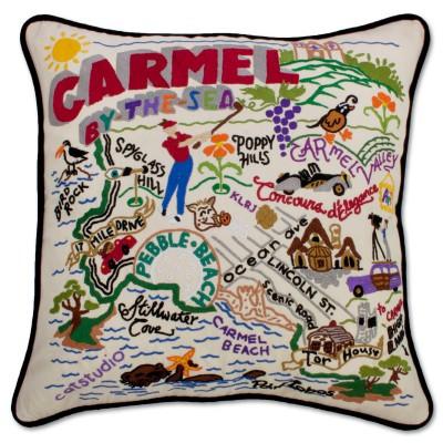 Carmel By The Sea Hand Embroidered CatStudio Pillow