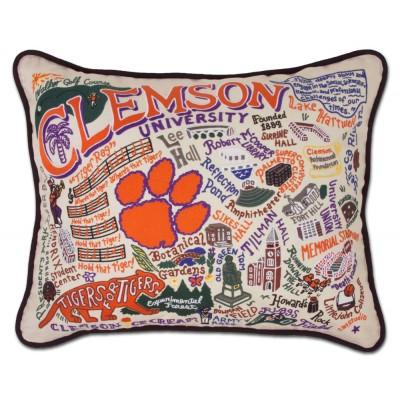 Clemson Hand Embroidered CatStudio Pillow