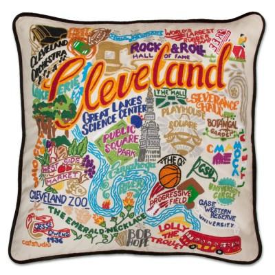 Cleveland Hand Embroidered CatStudio Pillow