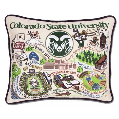Colorado State University Hand Embroidered CatStudio Pillow
