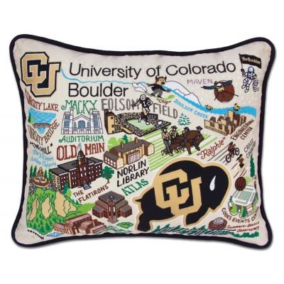 Boulder University Hand Embroidered CatStudio Pillow