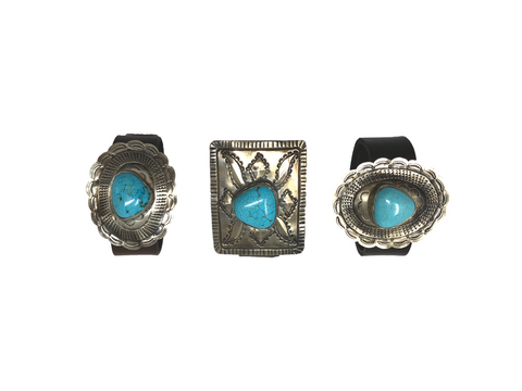 Turquoise and Leather Belt Cuffs