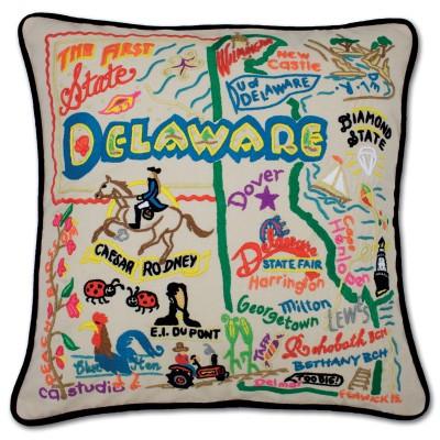 Delaware Hand Embroidered CatStudio Pillow