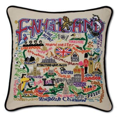 England Hand Embroidered CatStudio Pillow