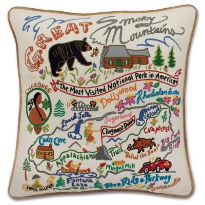 Great Smokey Mountains Hand Embroidered CatStudio Pillow