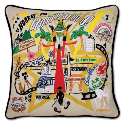 Hollywood Hand Embroidered CatStudio Pillow