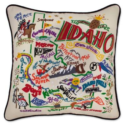 Idaho Hand Embroidered CatStudio Pillow