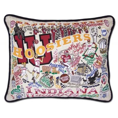 Indiana University Hand Embroidered CatStudio Pillow