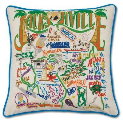 Jacksonville Hand Embroidered CatStudio Pillow