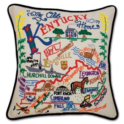 Kentucky Hand Embroidered CatStudio Pillow