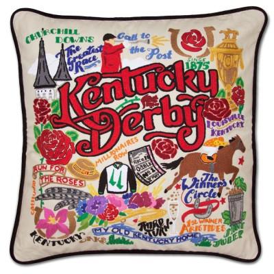 Kentucky Derby Hand Embroidered CatStudio Pillow