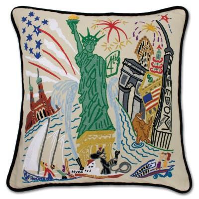 Lady Liberty Hand Embroidered CatStudio Pillow