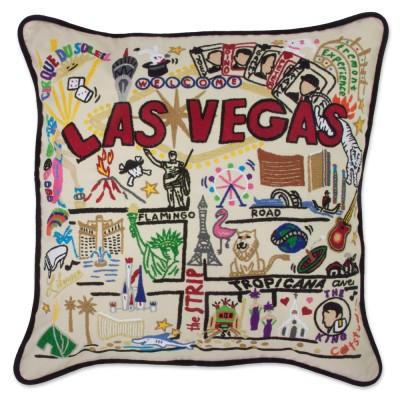 Las Vegas Hand Embroidered CatStudio Pillow