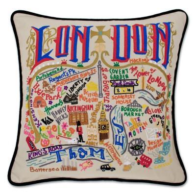 London Hand Embroidered CatStudio Pillow