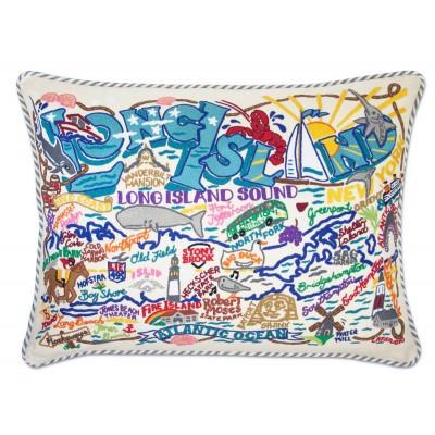 Long Island Hand Embroidered CatStudio Pillow
