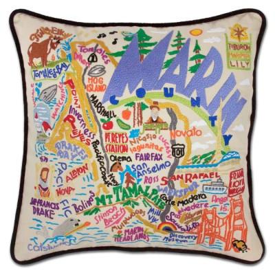 Marin County Hand Embroidered CatStudio Pillow