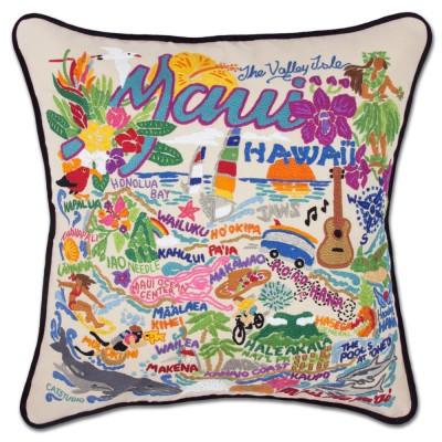 Maui Hand Embroidered CatStudio Pillow