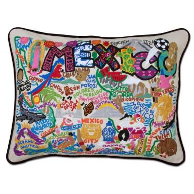 Mexico Hand Embroidered CatStudio Pillow