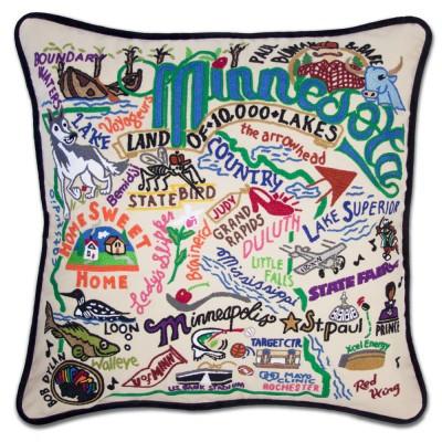 Minnesota Hand Embroidered CatStudio Pillow