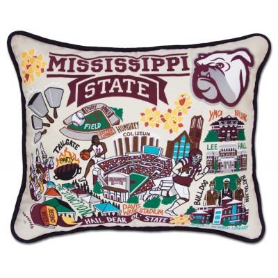 Mississippi State Hand Embroidered CatStudio Pillow