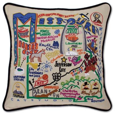 Missouri Hand Embroidered CatStudio Pillow