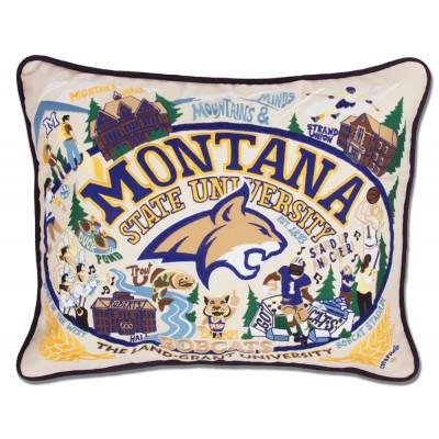 Montana State Hand Embroidered CatStudio Pillow