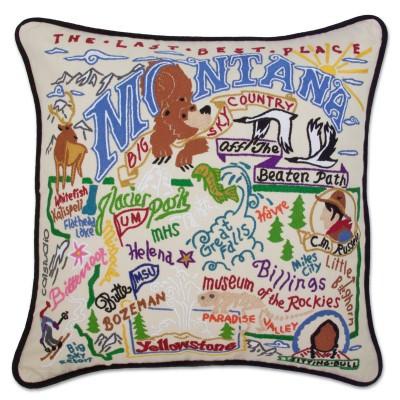 Montana Hand Embroidered CatStudio Pillow