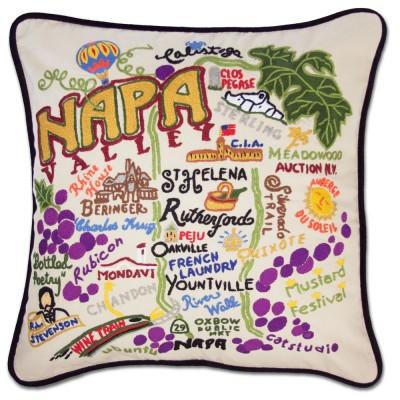 Napa Valley Hand Embroidered CatStudio Pillow