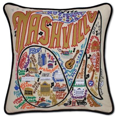 Nashville Hand Embroidered CatStudio Pillow