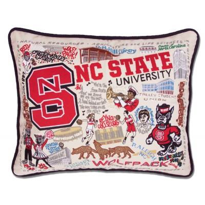 NC State Hand Embroidered CatStudio Pillow