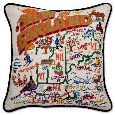 New England Hand Embroidered CatStudio Pillow